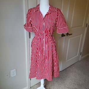 Maeve anthropologie red white striped dress
